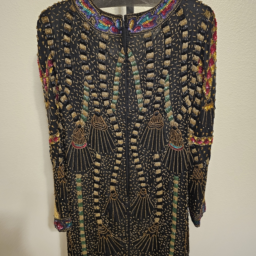 Vibrant Beaded Long Sleeve Dress - Picture 9 of 11